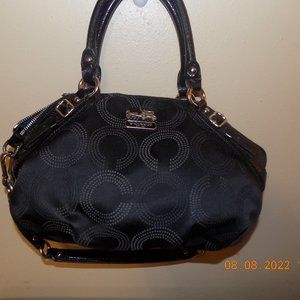 Black Sateen Dotted Op Art 2 Way Signature Satchel